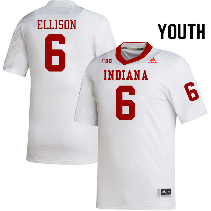 Youth #6 Justice Ellison Indiana Hoosiers College Football Jerseys Stitched-White